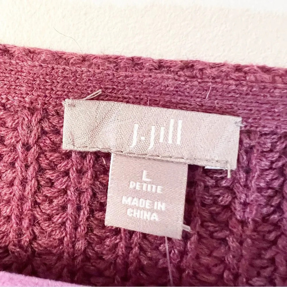 J Jill Plum Heather Purple Chunky Ribbed Knit Sweater Size Large Petite Boxy New - Picture 3 of 10